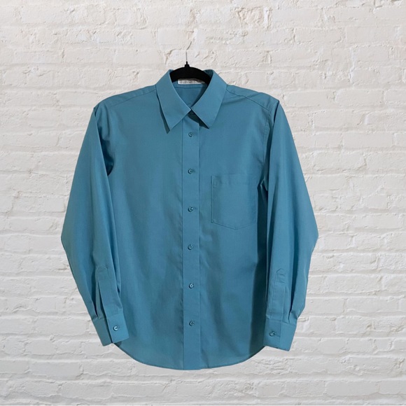 FOXCROFT Wrinkle Free Button Down Shirt - Steel Blue - Ladies Size 4P - Picture 1 of 4